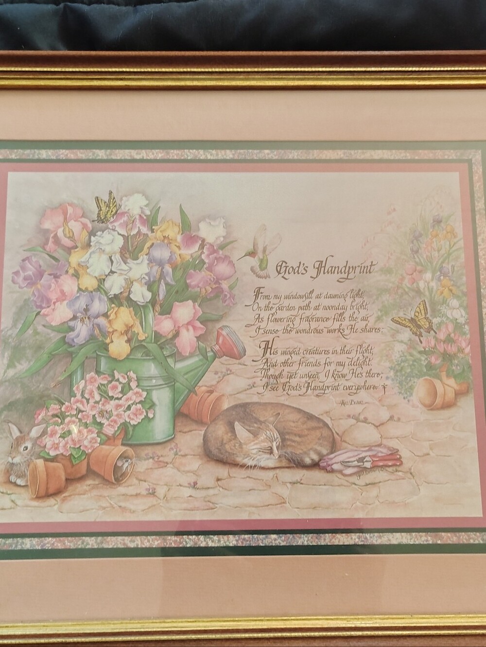Floral Watering Can Wall Art Print in Pastel Colors